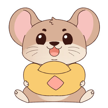 可愛小鼠抱金元寶