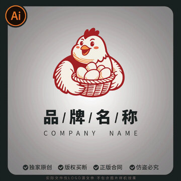 母雞抱蛋綠色農(nóng)產(chǎn)品logo商用標(biāo)志