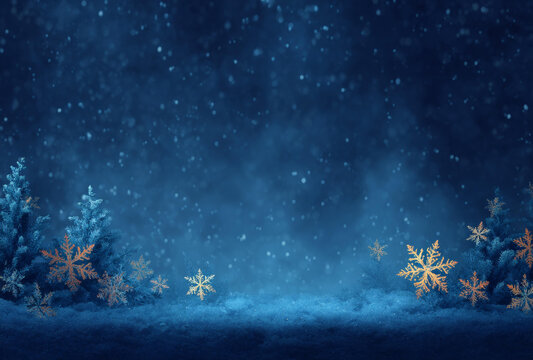 冬夜雪景背景圖