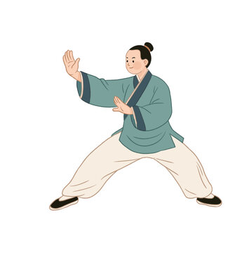 古風(fēng)人物練太極姿態(tài)圖