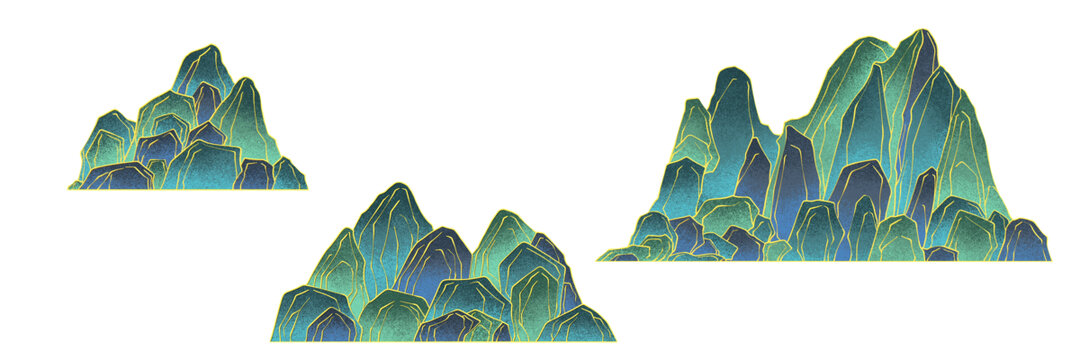 中式風(fēng)格青綠山水元素