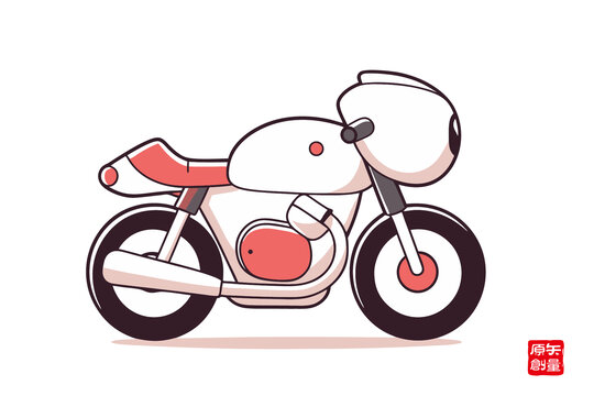 卡通風(fēng)格復(fù)古酷炫摩托車