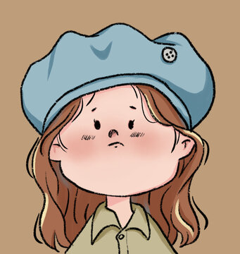 手繪插畫頭像女生頭像
