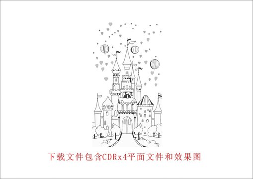 城堡線稿底紋