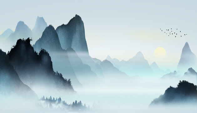 山水背景墻