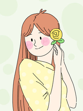 頭上帶花的女孩
