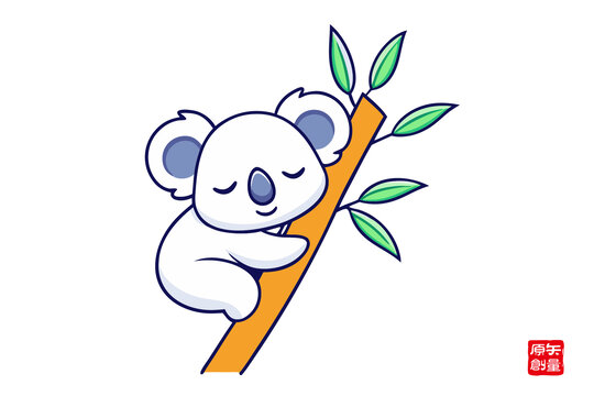 可愛考拉抱樹卡通形象
