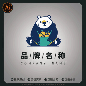 可愛熊水果果蔬店logo商用標(biāo)志品牌標(biāo)志