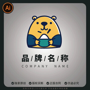 可愛(ài)小熊logo矢量商標(biāo)米飯大米品牌標(biāo)志