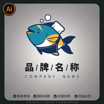 創(chuàng)意廚師魚矢量創(chuàng)意logo品牌標志設計