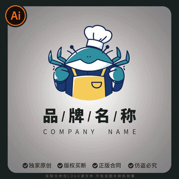 海鮮大閘蟹logo可愛(ài)形象盲盒潮牌圖案