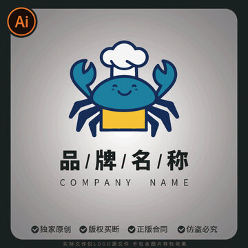海鮮大閘蟹logo可愛形象盲盒潮牌圖案
