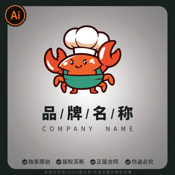 海鮮大閘蟹logo美食Q版潮牌圖案潮玩