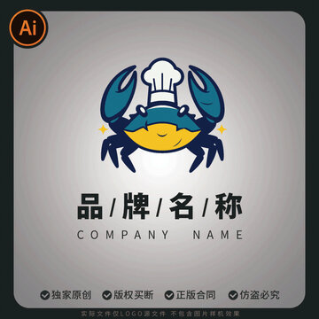 海鮮大閘蟹吉祥物圖標(biāo)美食簡約極簡潮流造型