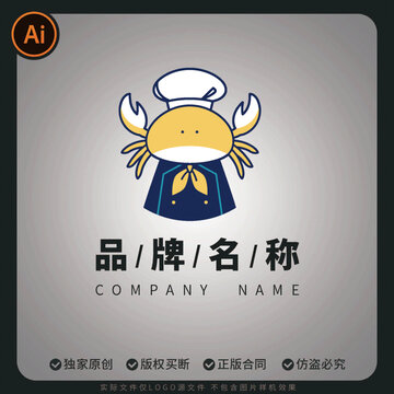 海鮮大閘蟹杯墊簡約水產(chǎn)圖案繪本IP