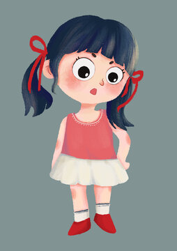 兒插人物手繪插畫小女孩卡通