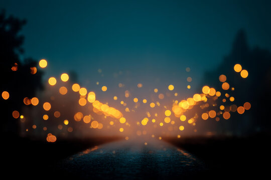 夜間道路上的燈光散景