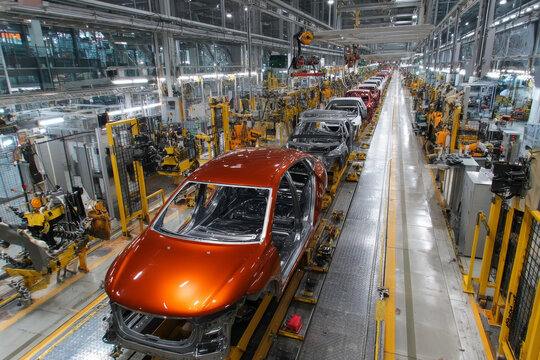 自動化汽車裝配線上的工人
