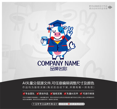 卡通牛博士牛奶品牌LOGO