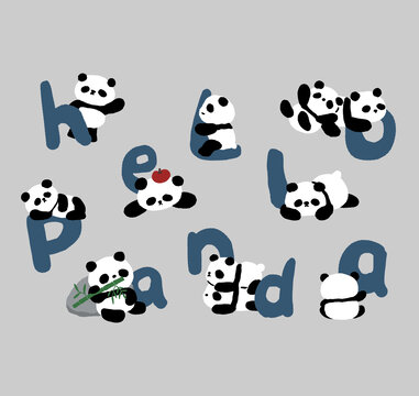 你好熊貓可愛(ài)熊貓圖案