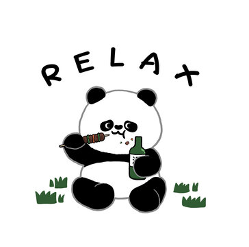 熊貓擼串熊貓吃串喝啤酒
