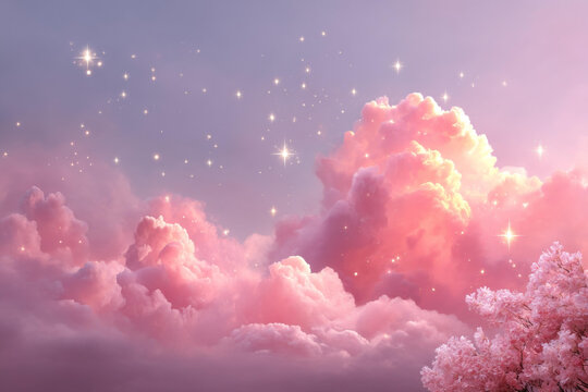 夢幻粉嫩星空霞云圖