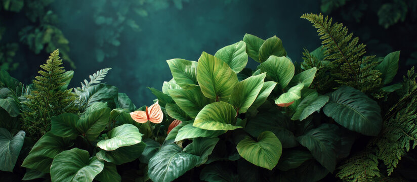 熱帶植物茂盛綠色背景圖