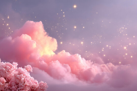 夢幻粉嫩云朵星空