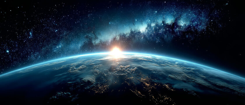 地球晨曦下的宇宙奇觀