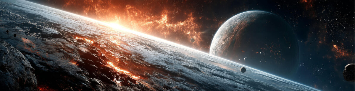 宇宙空間的星球碰撞景象
