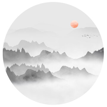 黑白山水