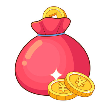 卡通福袋金幣插畫