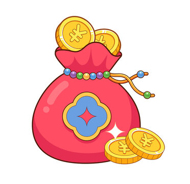 矢量卡通福袋金幣插畫