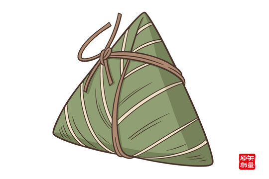 手繪傳統(tǒng)三角粽插畫