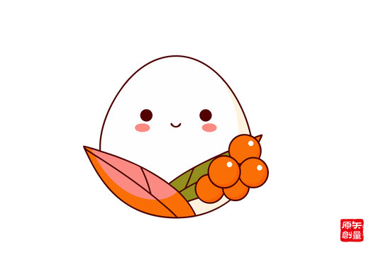 可愛卡通雞蛋與漿果插畫