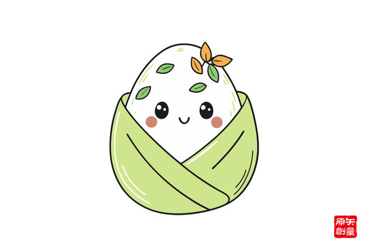 可愛卡通形象的粽子插畫
