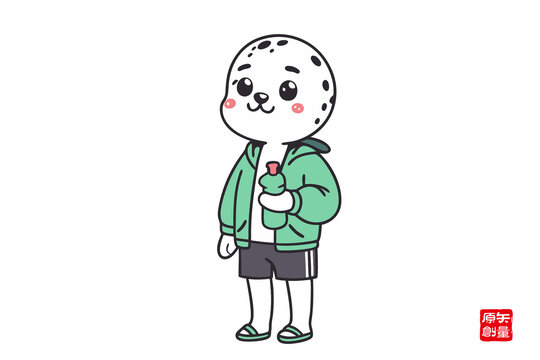 可愛(ài)海豹形象手持飲料