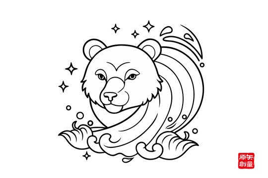 卡通線(xiàn)條風(fēng)格的可愛(ài)熊形象