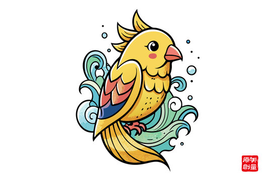 色彩絢麗的鸚鵡插畫圖案