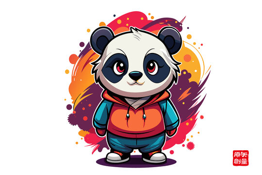 潮酷卡通熊貓形象插畫