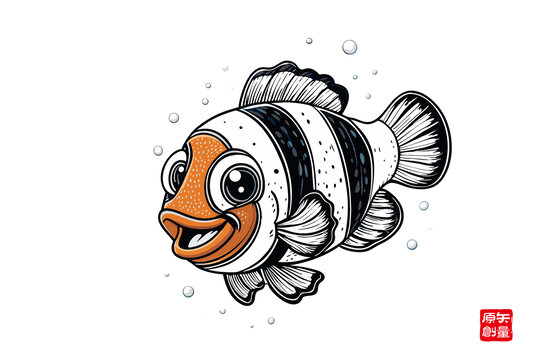 可愛黑白條紋卡通小魚