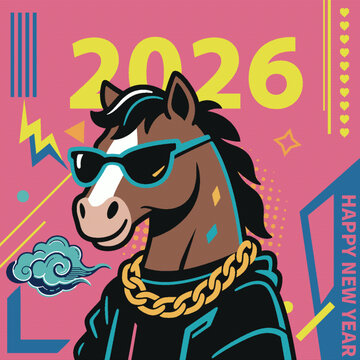 2026年潮酷馬形象潮流酷帥賽博朋克風(fēng)