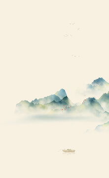 極簡(jiǎn)風(fēng)禪意山水小畫