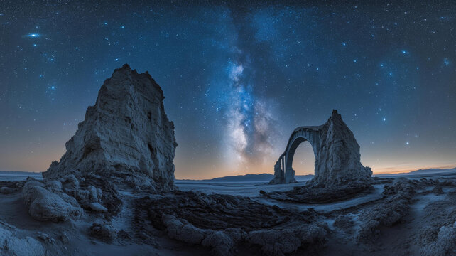 廢棄拱橋下的星空美景