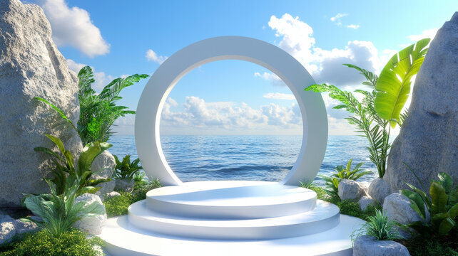 白色海濱拱門展示臺(tái)