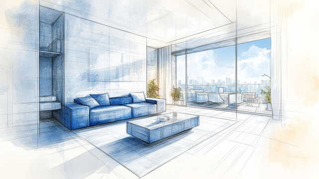 現(xiàn)代客廳建筑草圖設(shè)計(jì)