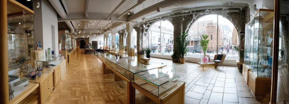 城市景觀下的珠寶店展廳