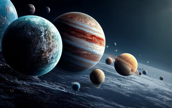 宇宙中的彩色行星