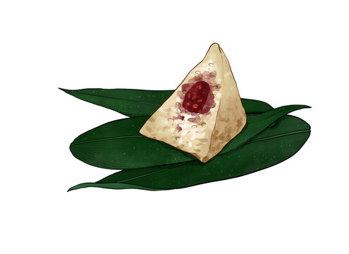 插畫風(fēng)格美味豆沙餡粽子