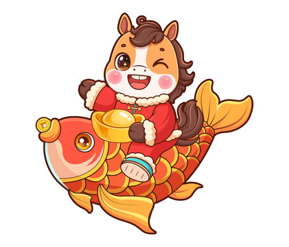 馬年卡通馬矢量插畫